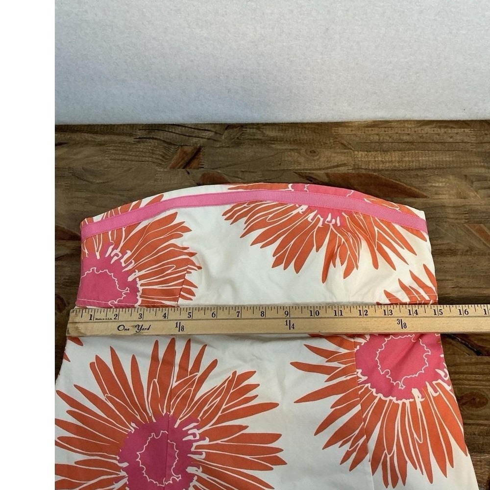 Tommy Hilfiger Floral Strapless Cotton Sundress Orange Pink Sunflower Size 6 - Picture 5 of 7